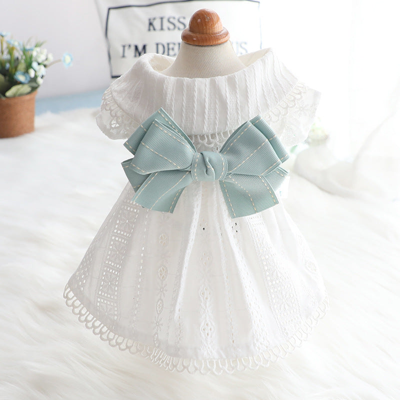 KFX-6497213 Mint Butterfly Summer Dress for Cats, Cotton Fabric, Sizes XS to XL