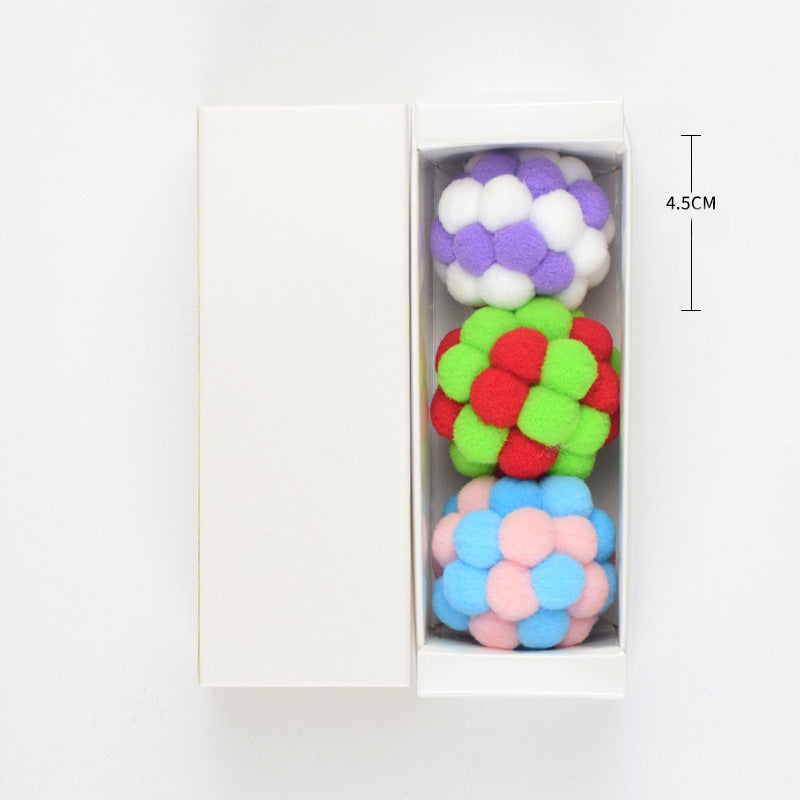 KFX-6497469 Plush Bite-Resistant Cat Toy Set with Bell Ball - 3 Piece Boxed Collection