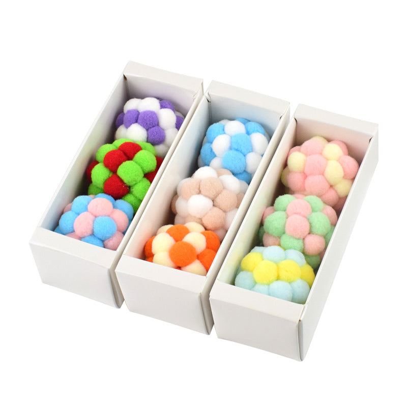 KFX-6497469 Plush Bite-Resistant Cat Toy Set with Bell Ball - 3 Piece Boxed Collection