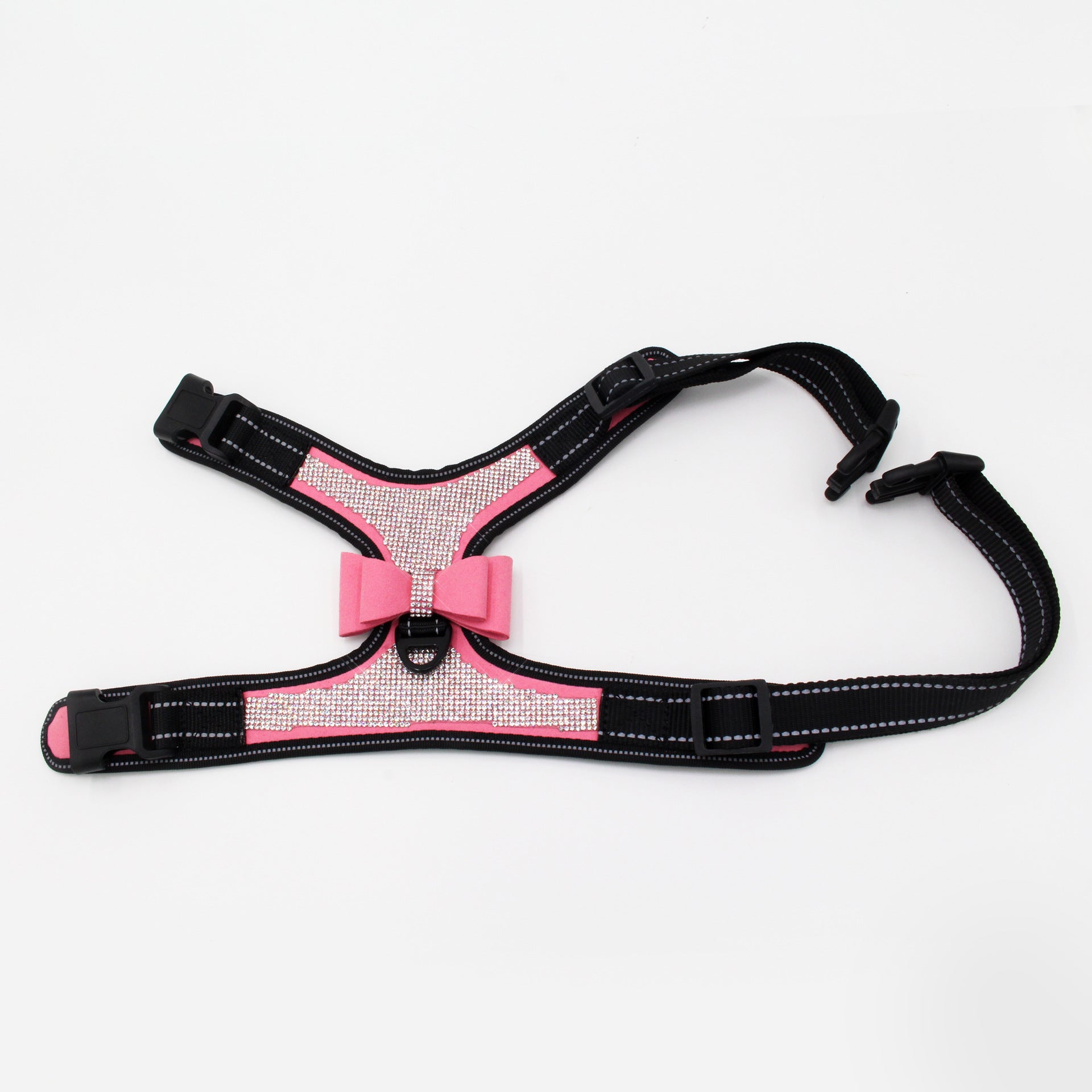 KFX-6498109 Reflective Rhinestone Mesh Pet Chest Strap for Enhanced Visibility and Comfort
