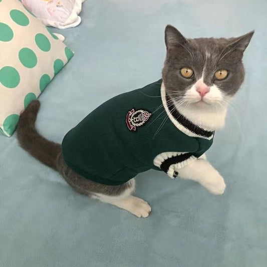 KFX-6499389 Warm College Style Winter Clothes for British Shorthair Cats and Small Dogs in Multiple Colors