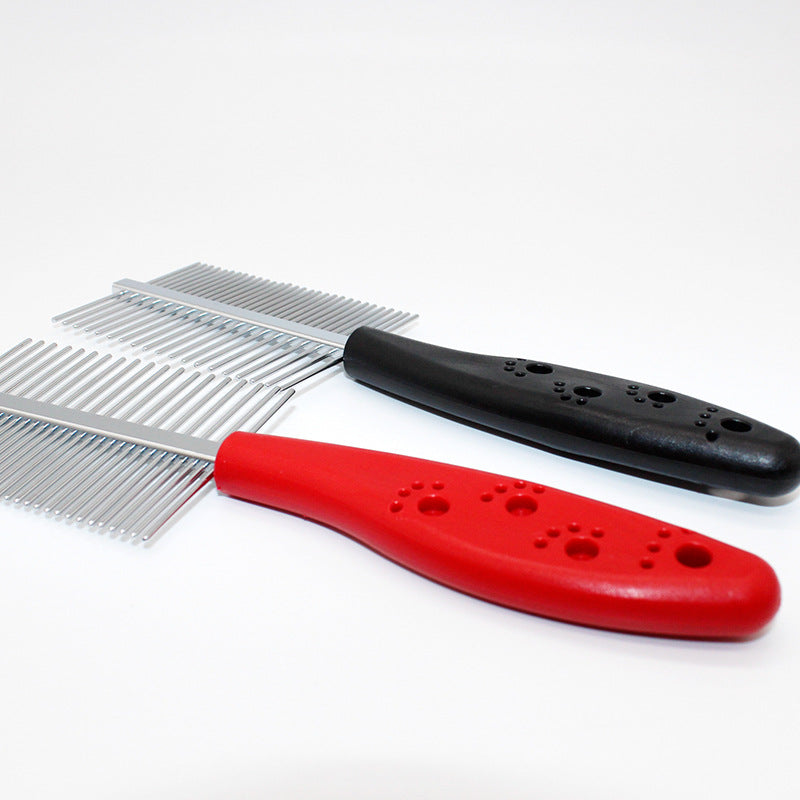KFX-6500413 Double-Sided Pet Grooming Comb with Ergonomic Non-Slip Handle – Perfect for Untangling and Removing Shedding Hair, 17cm Length