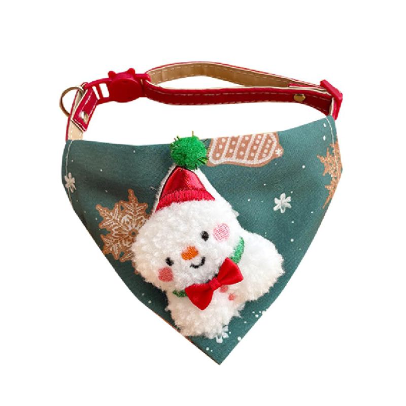KFX-6500797 Festive Red Christmas Bandana for Pets with Santa and Tree Design, Adjustable Collar for Cats and Small to Medium Dogs