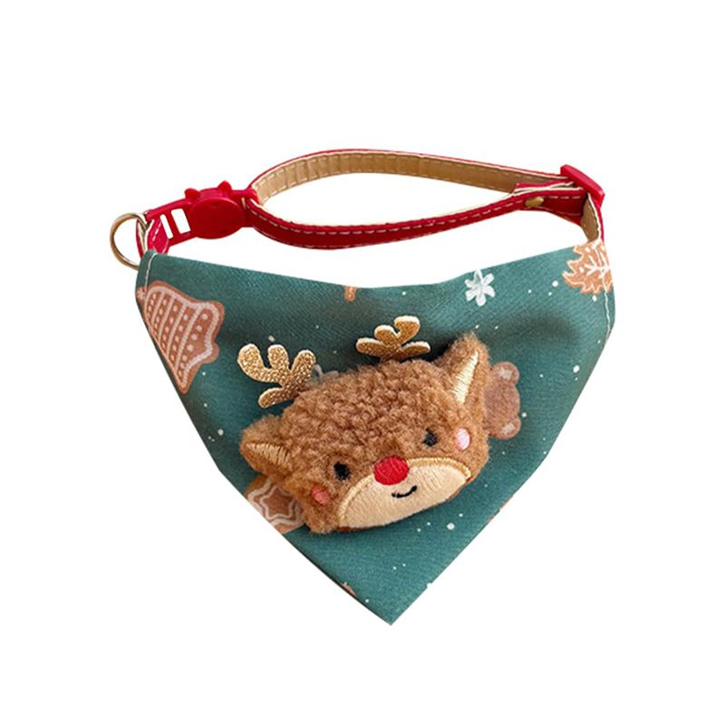 KFX-6500797 Festive Red Christmas Bandana for Pets with Santa and Tree Design, Adjustable Collar for Cats and Small to Medium Dogs