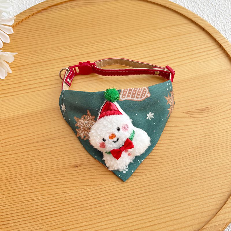 KFX-6500797 Festive Red Christmas Bandana for Pets with Santa and Tree Design, Adjustable Collar for Cats and Small to Medium Dogs