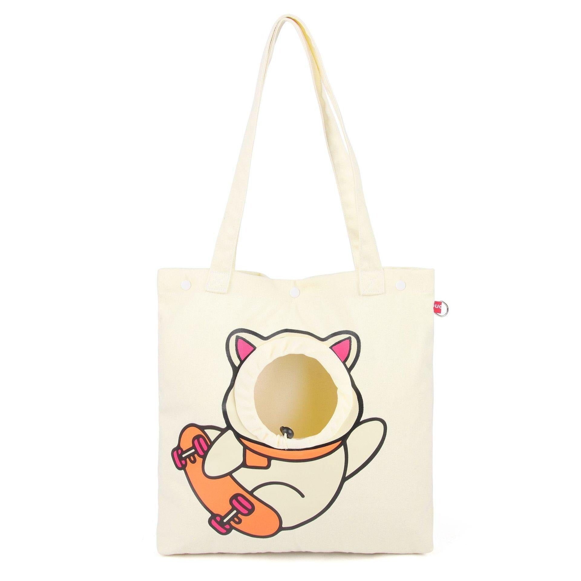 KFX-6501053 Portable Pet Canvas Tote Bag for Cats and Dogs - Cute Animal Design with Exposed Head Feature, Ideal for Outdoor Travel
