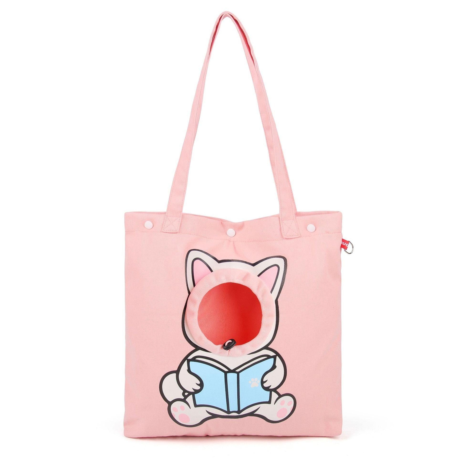 KFX-6501053 Portable Pet Canvas Tote Bag for Cats and Dogs - Cute Animal Design with Exposed Head Feature, Ideal for Outdoor Travel