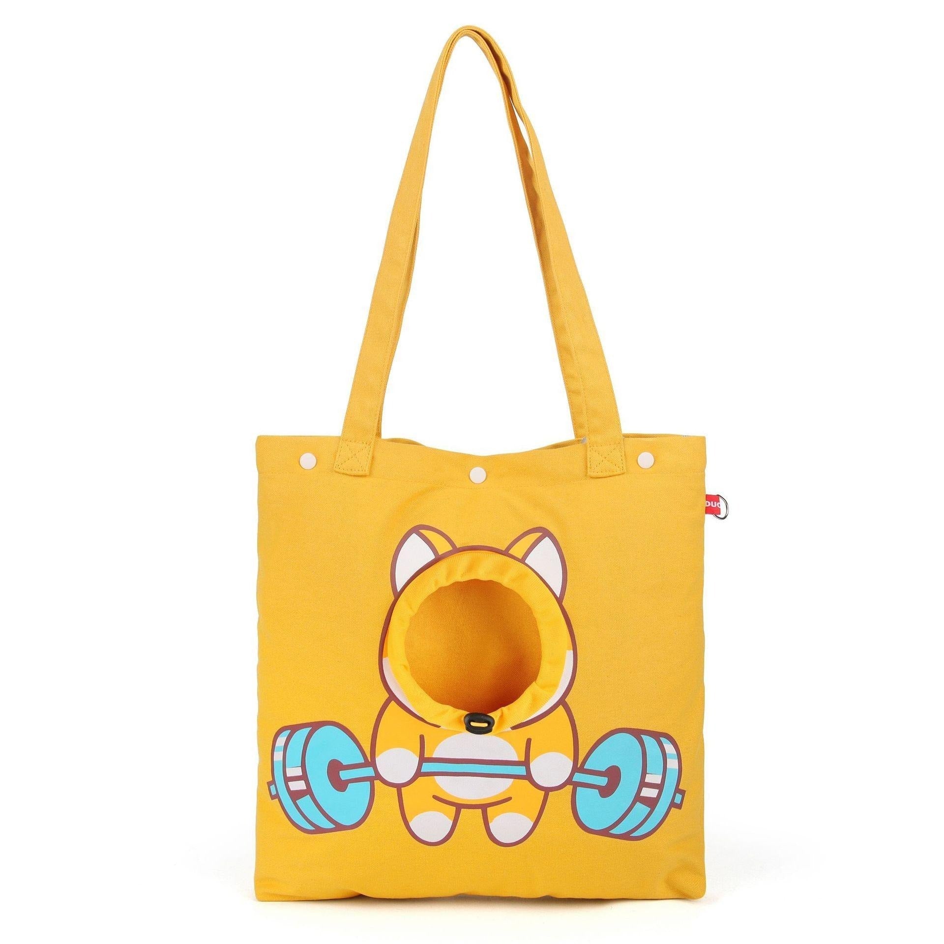 KFX-6501053 Portable Pet Canvas Tote Bag for Cats and Dogs - Cute Animal Design with Exposed Head Feature, Ideal for Outdoor Travel