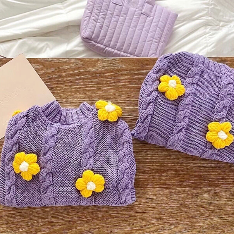 KFX-6502589 Flower Print Knitted Dog Clothes - Purple - XS to XL Sizes Available