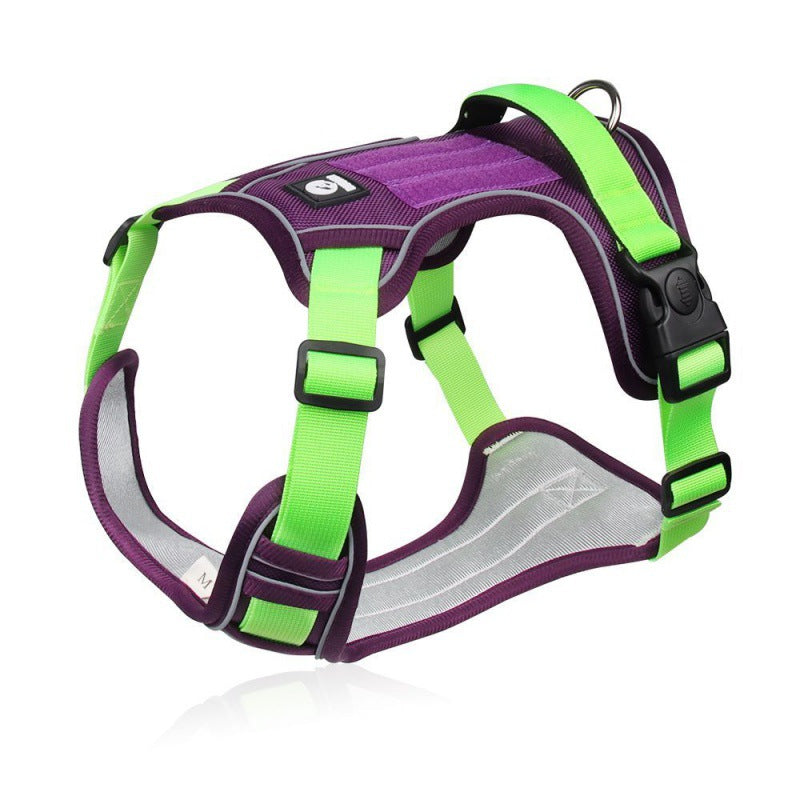 KFX-6503869 Explosion-Proof Chest Harness for Medium to Large Dogs - Purple, Lake Blue, Khaki, Black