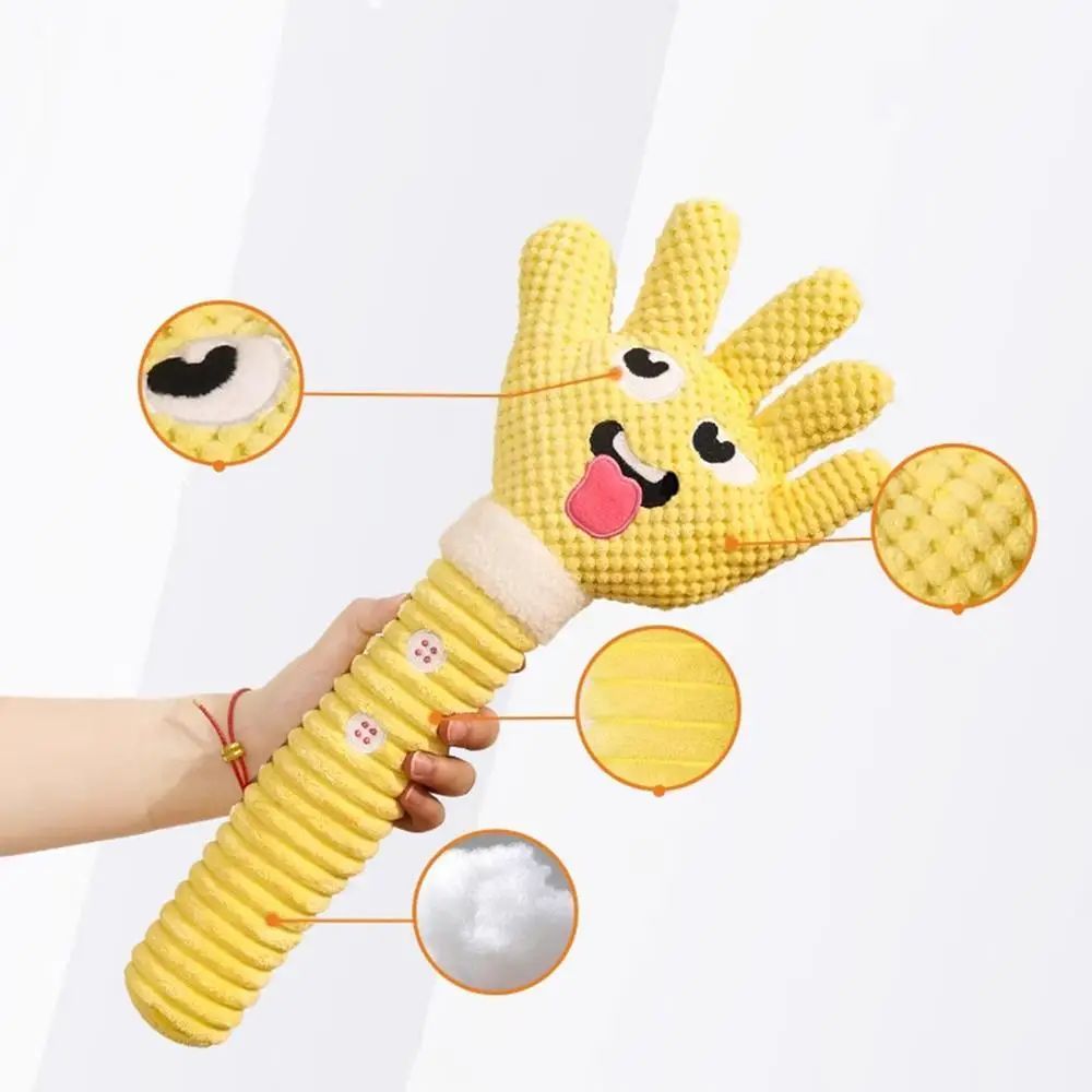 KFX-6504253 Palm-Shaped Plush Dog Teething Toy with Squeaker - Bite Resistant Chewing Accessory