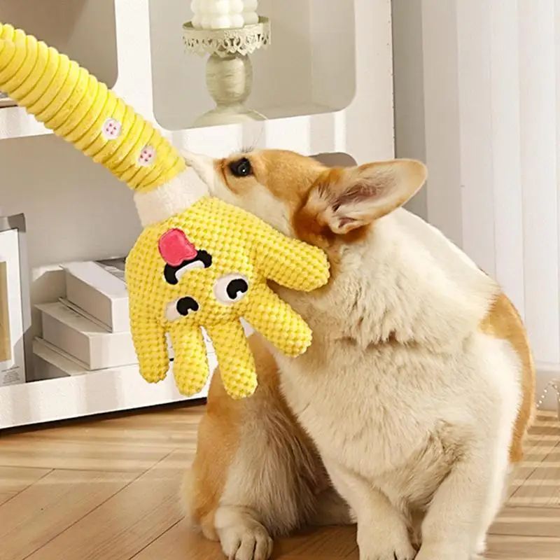 KFX-6504253 Palm-Shaped Plush Dog Teething Toy with Squeaker - Bite Resistant Chewing Accessory
