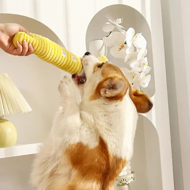 KFX-6504253 Palm-Shaped Plush Dog Teething Toy with Squeaker - Bite Resistant Chewing Accessory