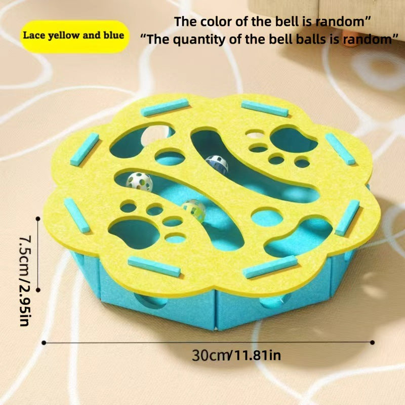 KFX-6505405 Interactive Cat Puzzle Toy with Maze and Bell Ball for Indoor Mental Stimulation and Exercise