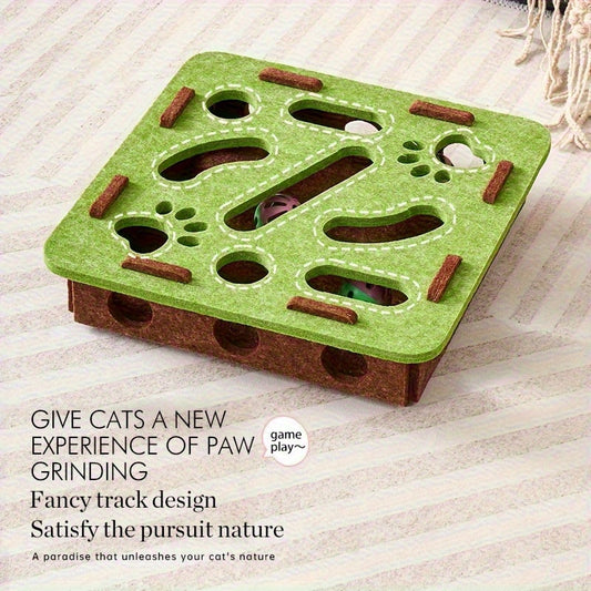 KFX-6505405 Interactive Cat Puzzle Toy with Maze and Bell Ball for Indoor Mental Stimulation and Exercise