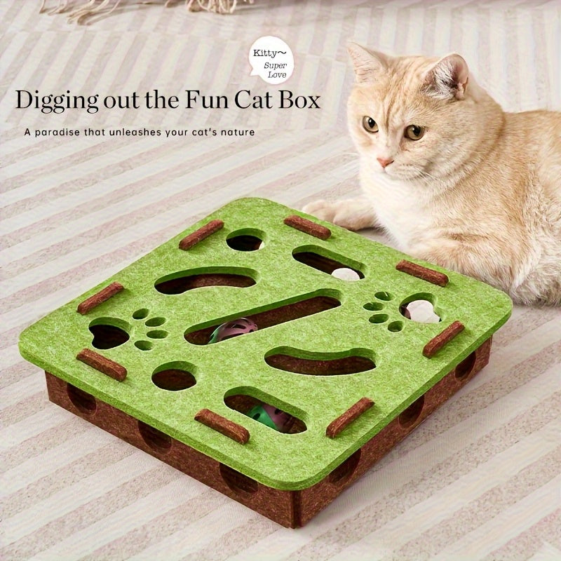 KFX-6505405 Interactive Cat Puzzle Toy with Maze and Bell Ball for Indoor Mental Stimulation and Exercise