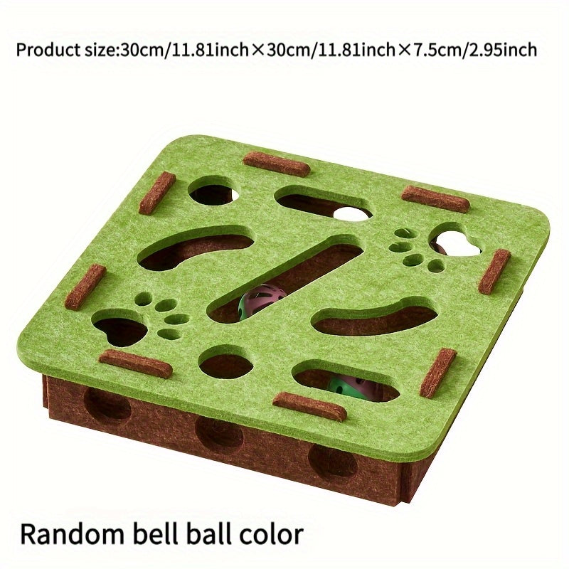 KFX-6505405 Interactive Cat Puzzle Toy with Maze and Bell Ball for Indoor Mental Stimulation and Exercise