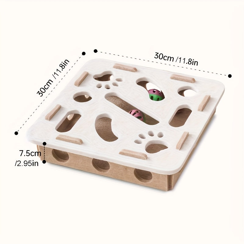 KFX-6505405 Interactive Cat Puzzle Toy with Maze and Bell Ball for Indoor Mental Stimulation and Exercise