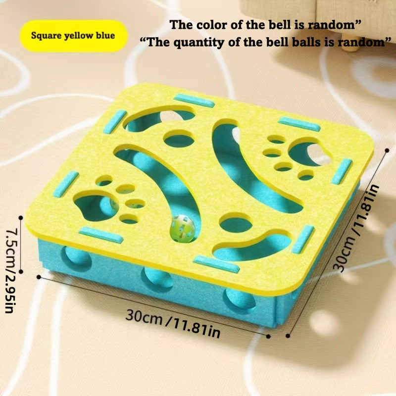 KFX-6505405 Interactive Cat Puzzle Toy with Maze and Bell Ball for Indoor Mental Stimulation and Exercise
