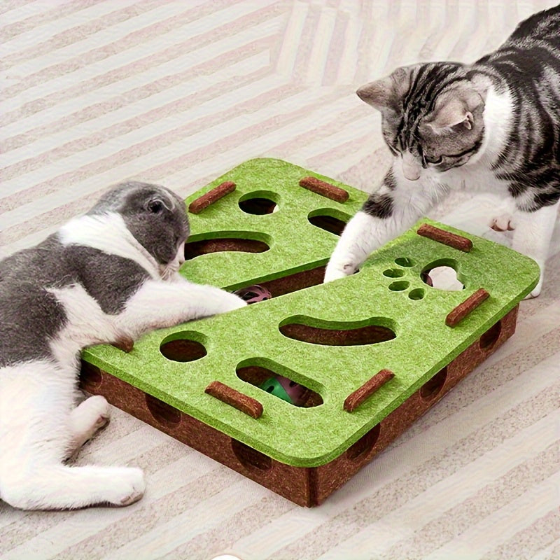 KFX-6505405 Interactive Cat Puzzle Toy with Maze and Bell Ball for Indoor Mental Stimulation and Exercise