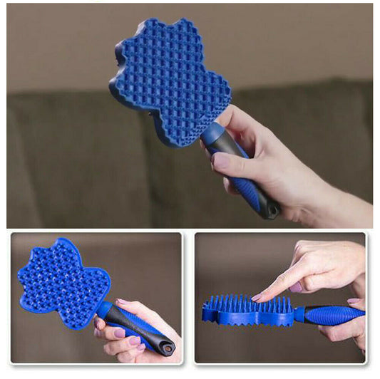 KFX-6506173 Pet Hair Remover Brush with Flexible Silicone Bristles for Gentle Grooming and Bathing