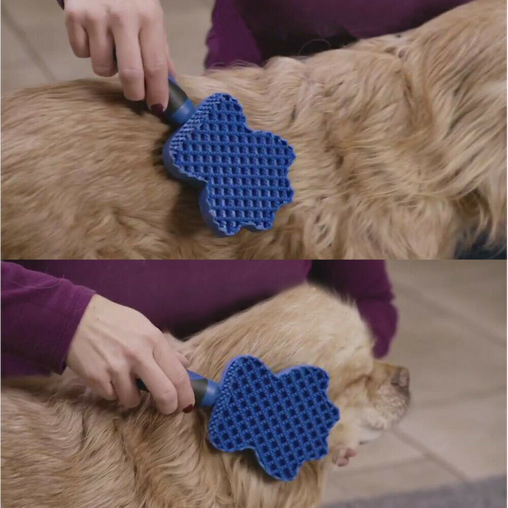 KFX-6506173 Pet Hair Remover Brush with Flexible Silicone Bristles for Gentle Grooming and Bathing