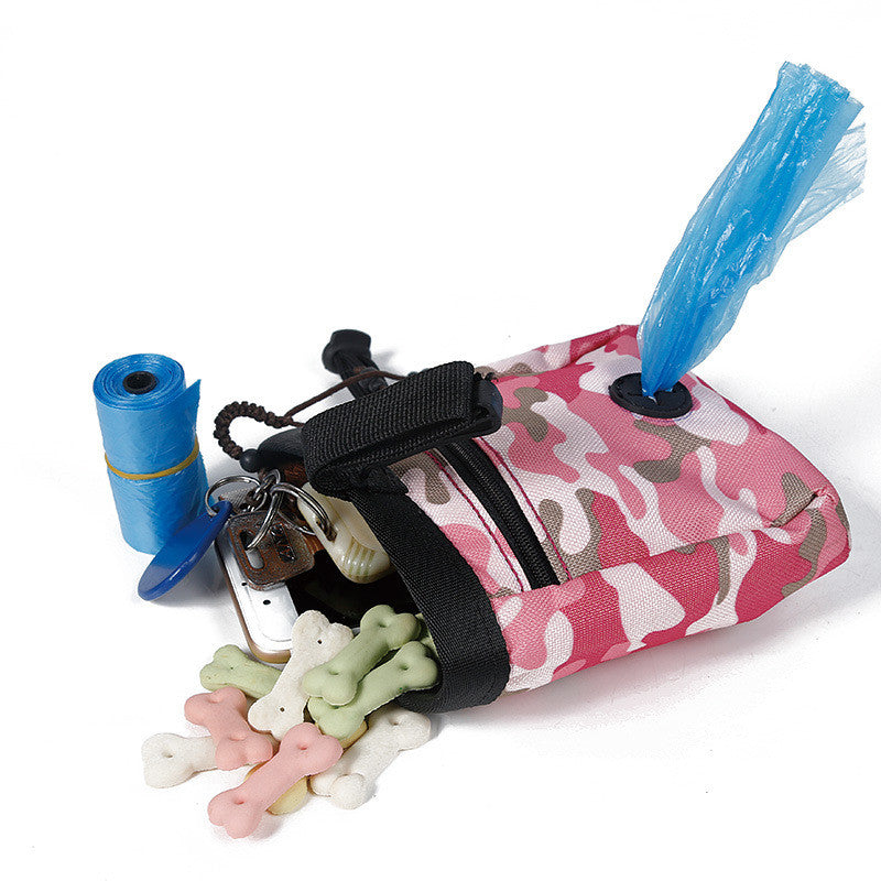 KFX-6506813 Camouflage Dog Walking Pocket Essentials - Soft Oxford Material, 200ml Capacity, Green and Pink Options