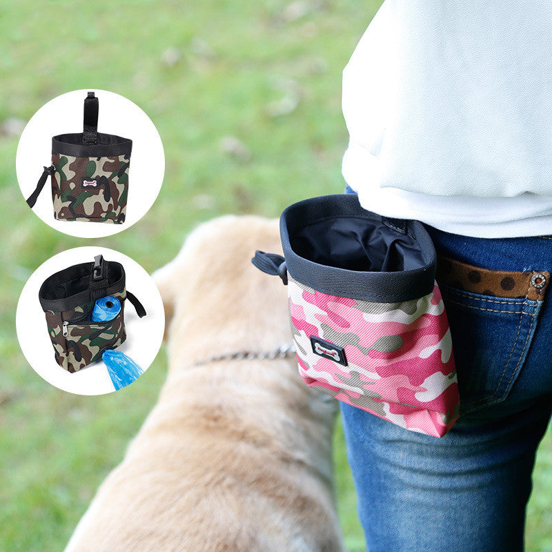 KFX-6506813 Camouflage Dog Walking Pocket Essentials - Soft Oxford Material, 200ml Capacity, Green and Pink Options
