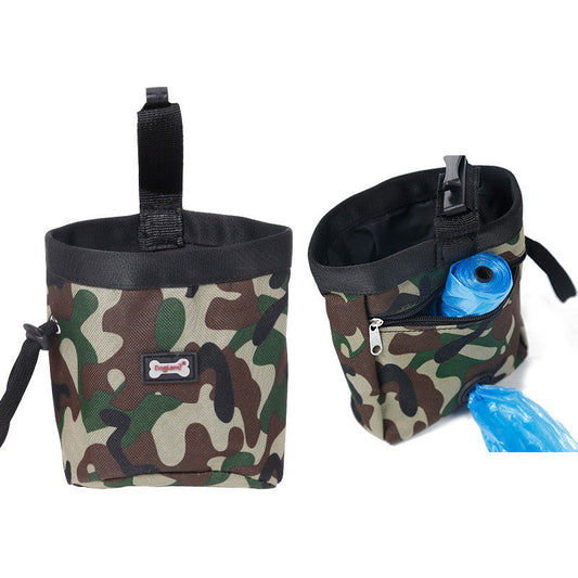 KFX-6506813 Camouflage Dog Walking Pocket Essentials - Soft Oxford Material, 200ml Capacity, Green and Pink Options