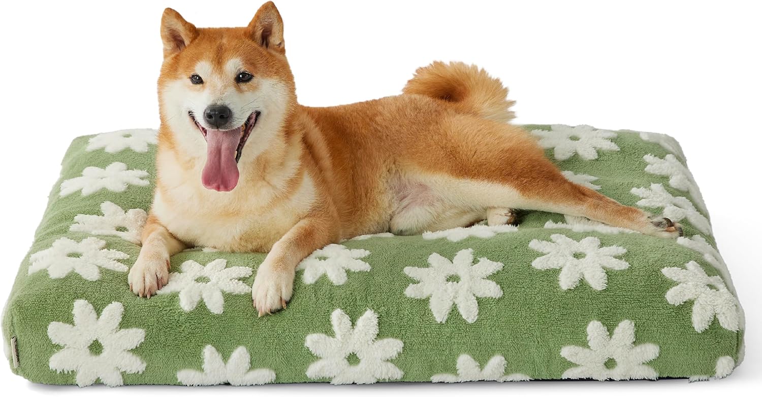 KFX-6507837 Large Thick Shredded Foam Dog Bed with Removable Cover - Cozy Plush Design with Anti-Slip Bottom
