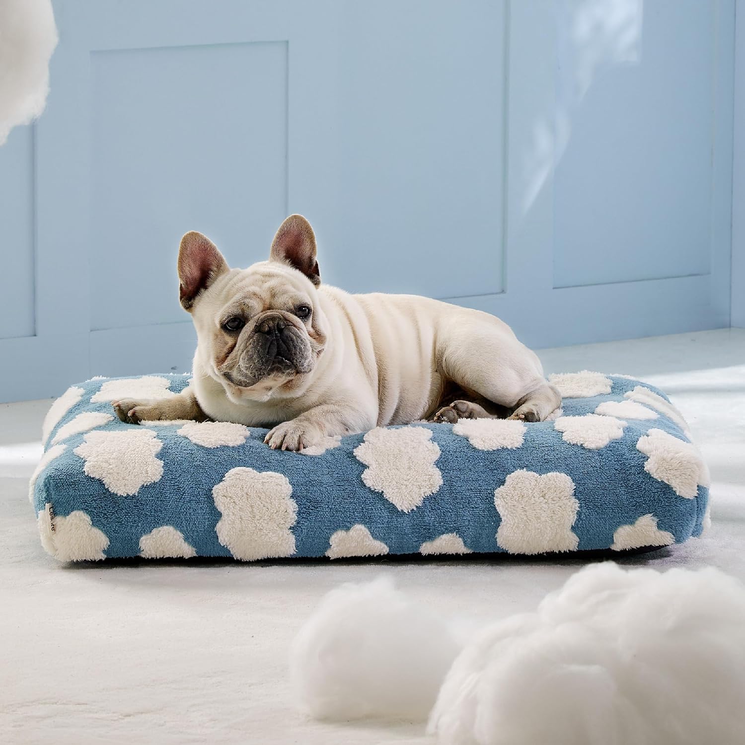 KFX-6507837 Large Thick Shredded Foam Dog Bed with Removable Cover - Cozy Plush Design with Anti-Slip Bottom
