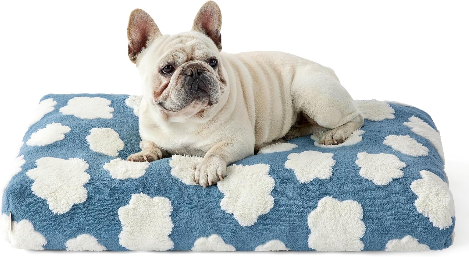 KFX-6507837 Large Thick Shredded Foam Dog Bed with Removable Cover - Cozy Plush Design with Anti-Slip Bottom