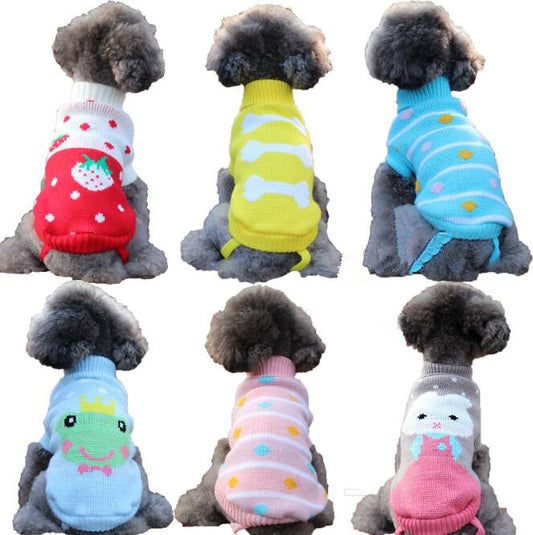 KFX-6508733 Knitted Wool Winter Sweater for Small Dogs - Multiple Sizes Available
