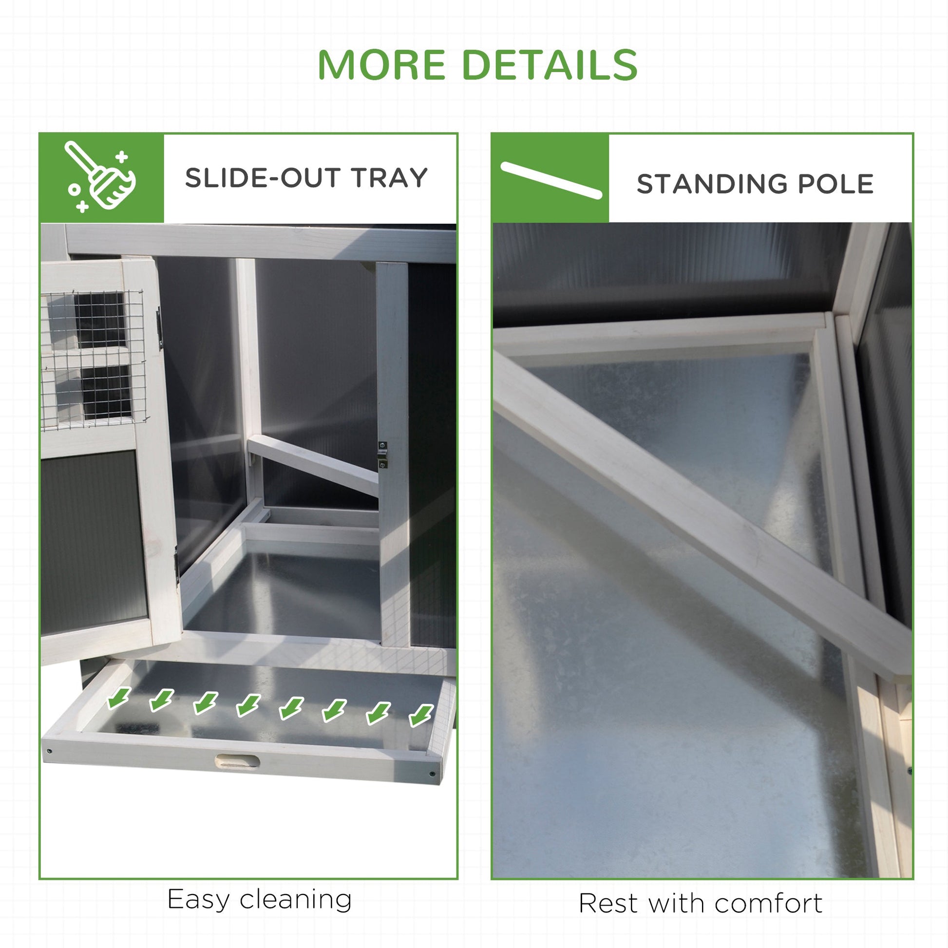 KFX-6513981 Outdoor Chicken Coop with Run and Nesting Box, Solid Fir Wood, Waterproof Roof, Suitable for 2-4 Chickens