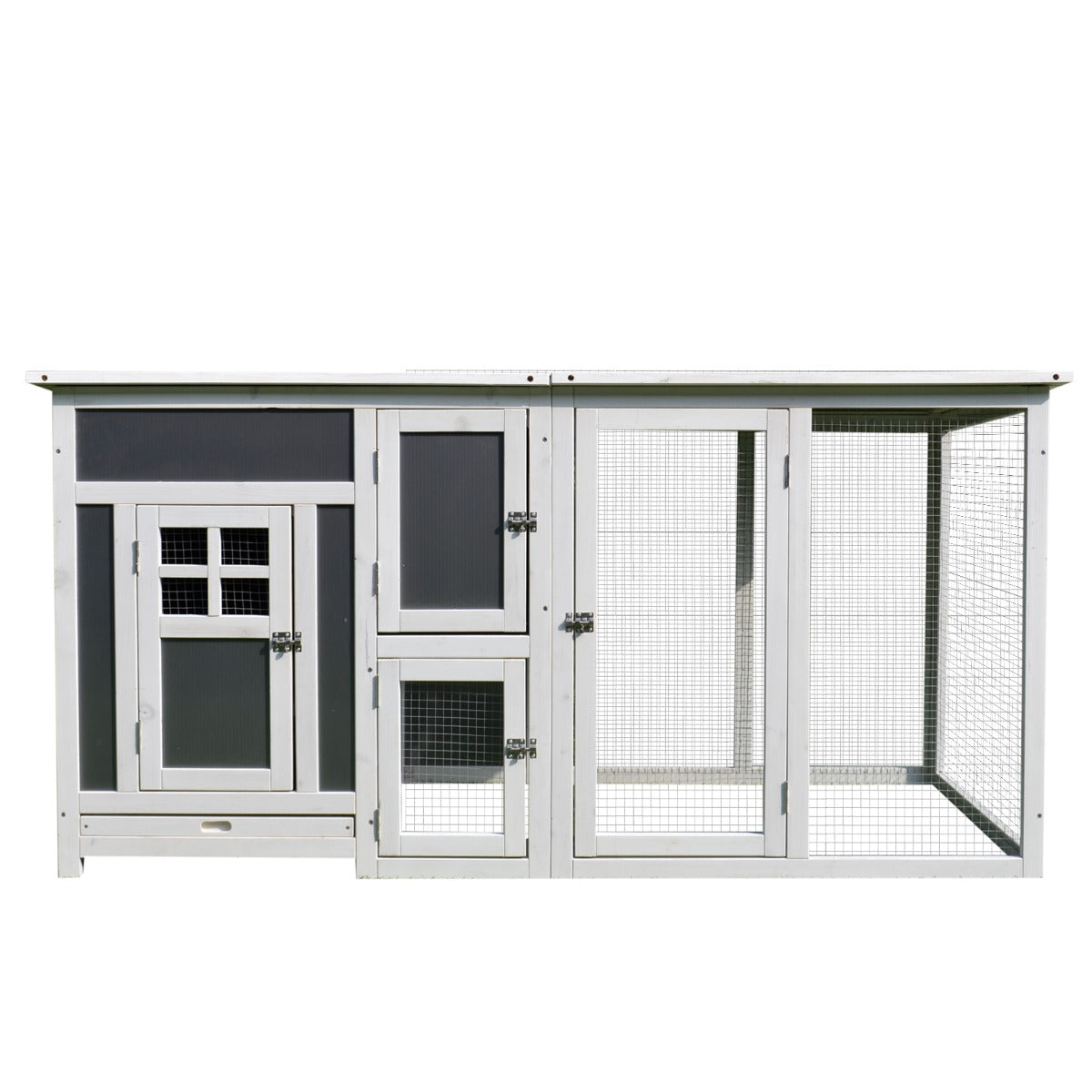 KFX-6513981 Outdoor Chicken Coop with Run and Nesting Box, Solid Fir Wood, Waterproof Roof, Suitable for 2-4 Chickens