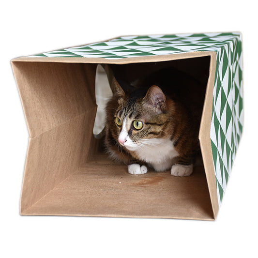 KFX-6515389 Kraft Paper Cat Tunnel - Spacious 61.5 x 27 x 22 CM Play Space for Cats