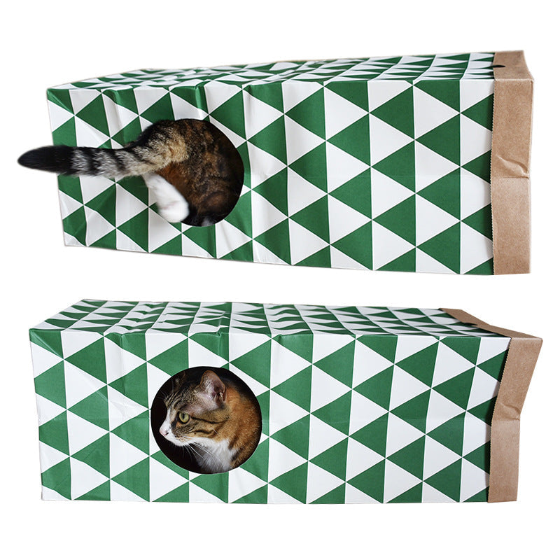 KFX-6515389 Kraft Paper Cat Tunnel - Spacious 61.5 x 27 x 22 CM Play Space for Cats