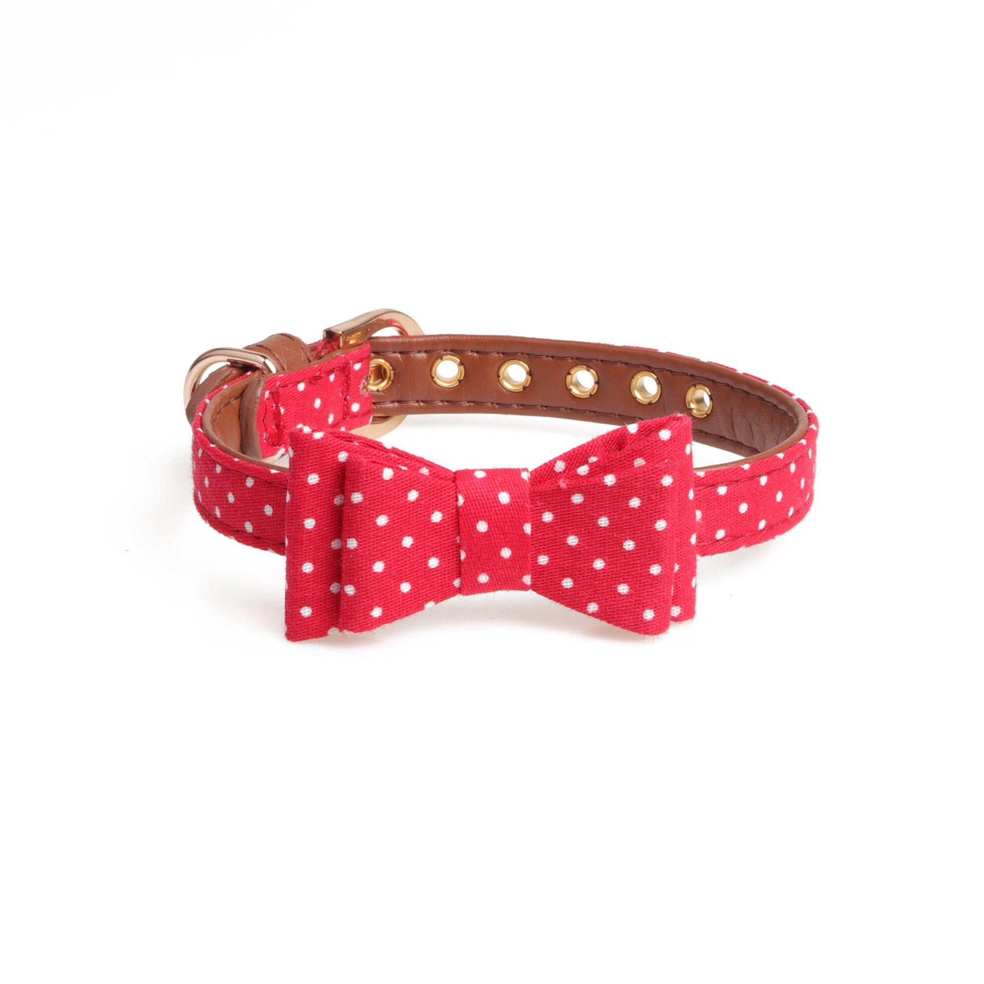 KFX-6518077 Polka Dot Bow Collar for Pets - Adjustable Sizes S, M, L for All Seasons