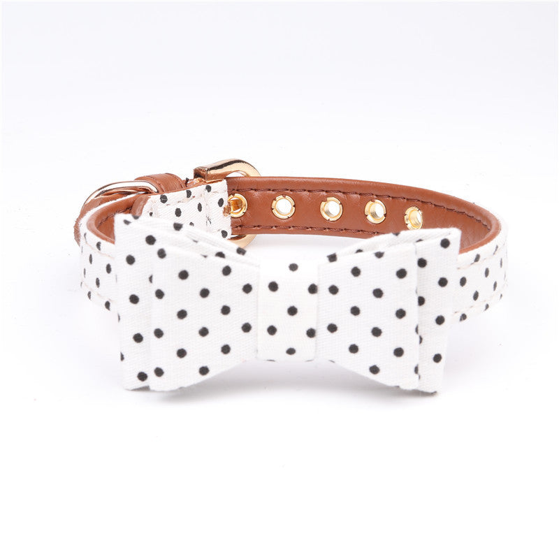 KFX-6518077 Polka Dot Bow Collar for Pets - Adjustable Sizes S, M, L for All Seasons