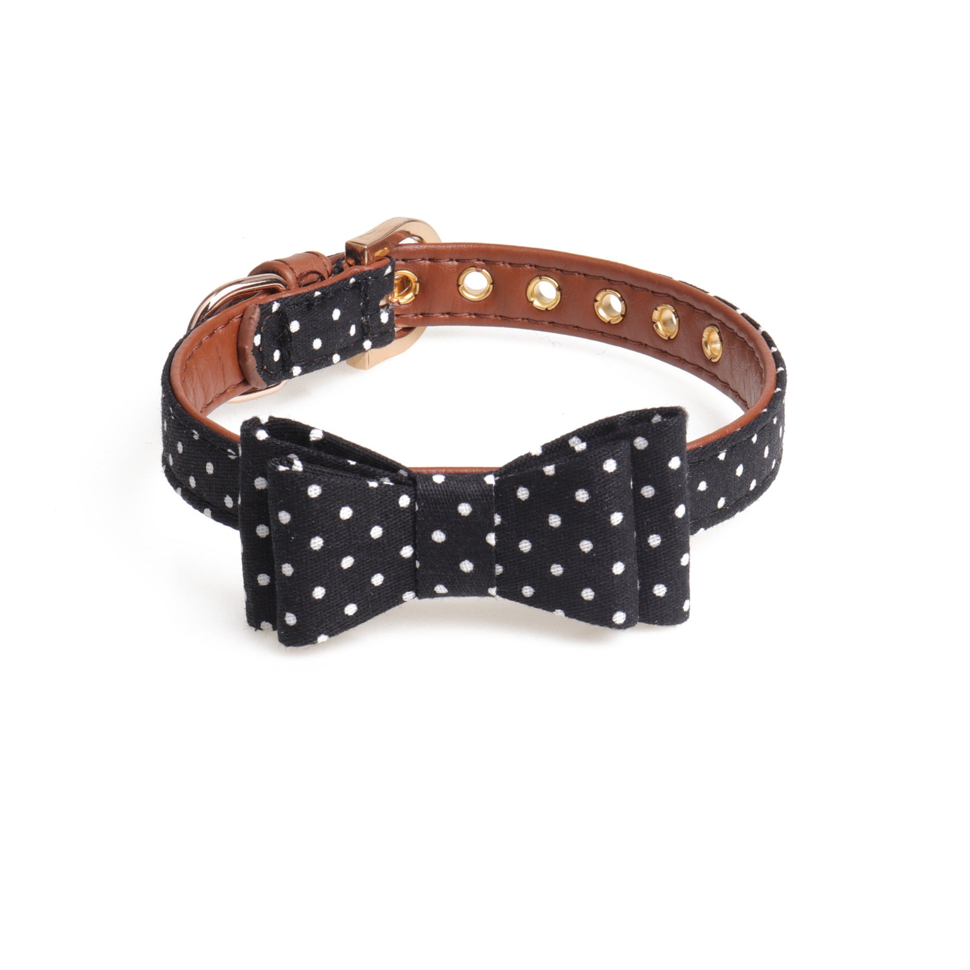 KFX-6518077 Polka Dot Bow Collar for Pets - Adjustable Sizes S, M, L for All Seasons