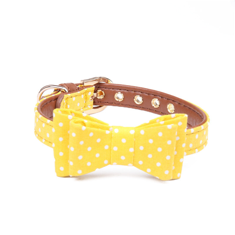 KFX-6518077 Polka Dot Bow Collar for Pets - Adjustable Sizes S, M, L for All Seasons