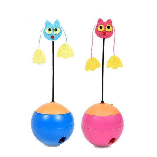 KFX-6519869 Interactive Tumbler Toy for Cats with Rotating Laser Light and Feather Accents