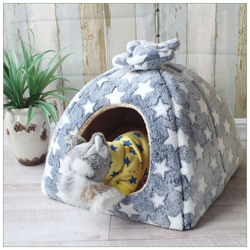KFX-6520125 Enclosed Warm Yurt for Small Pets - Dual-Purpose Cat and Dog Nest