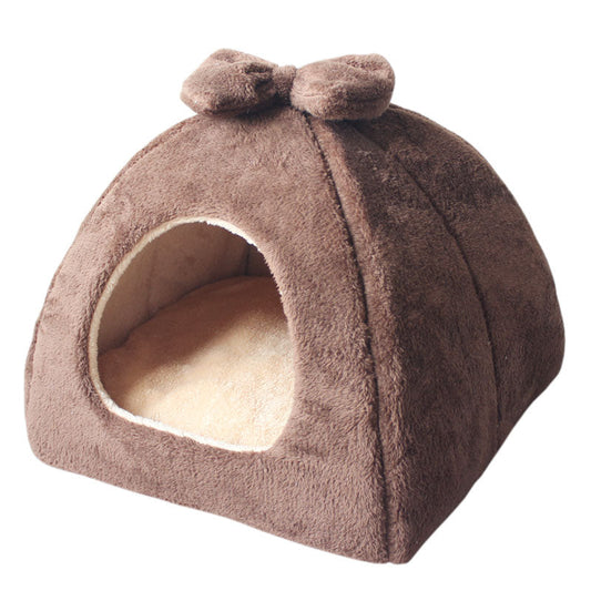 KFX-6520125 Enclosed Warm Yurt for Small Pets - Dual-Purpose Cat and Dog Nest