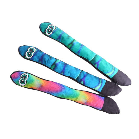 KFX-6520893 Rainbow Plush Long Eye Snake Pet Toy with Pull-Resistant Chew Feature
