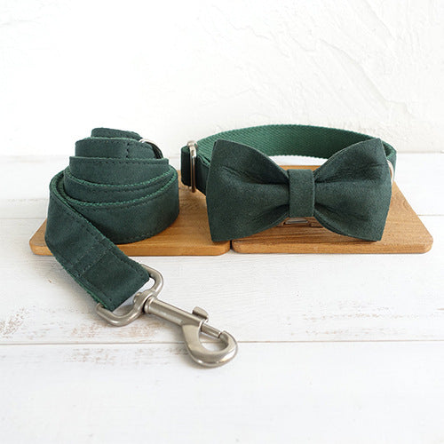 KFX-6523837 Adjustable Pet Collar and Bow Traction Set for XS to XL Sizes