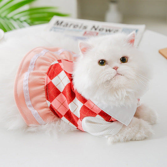 KFX-6524221 Fashionable Two-Pod Pet Skirts in Red and Blue Checkered Patterns for Small to Extra-Large Dogs
