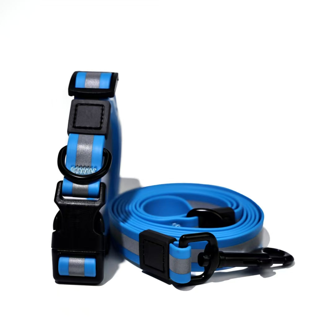 KFX-6525629 Reflective Dog Leash Set with Waterproof and Odor-Resistant Material for Enhanced Nighttime Visibility