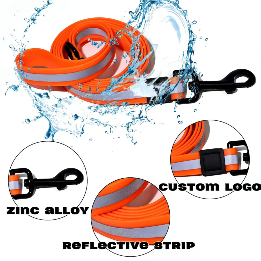 KFX-6525629 Reflective Dog Leash Set with Waterproof and Odor-Resistant Material for Enhanced Nighttime Visibility