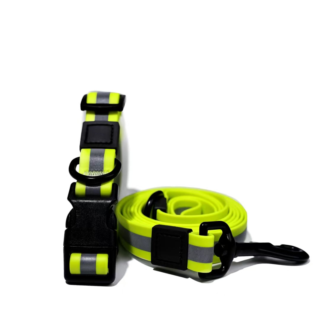 KFX-6525629 Reflective Dog Leash Set with Waterproof and Odor-Resistant Material for Enhanced Nighttime Visibility